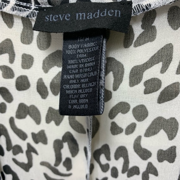 STEVE Madden Sheer Black White Fringed Swim Cover up Kimono Leopards Print O/S - Picture 9 of 10